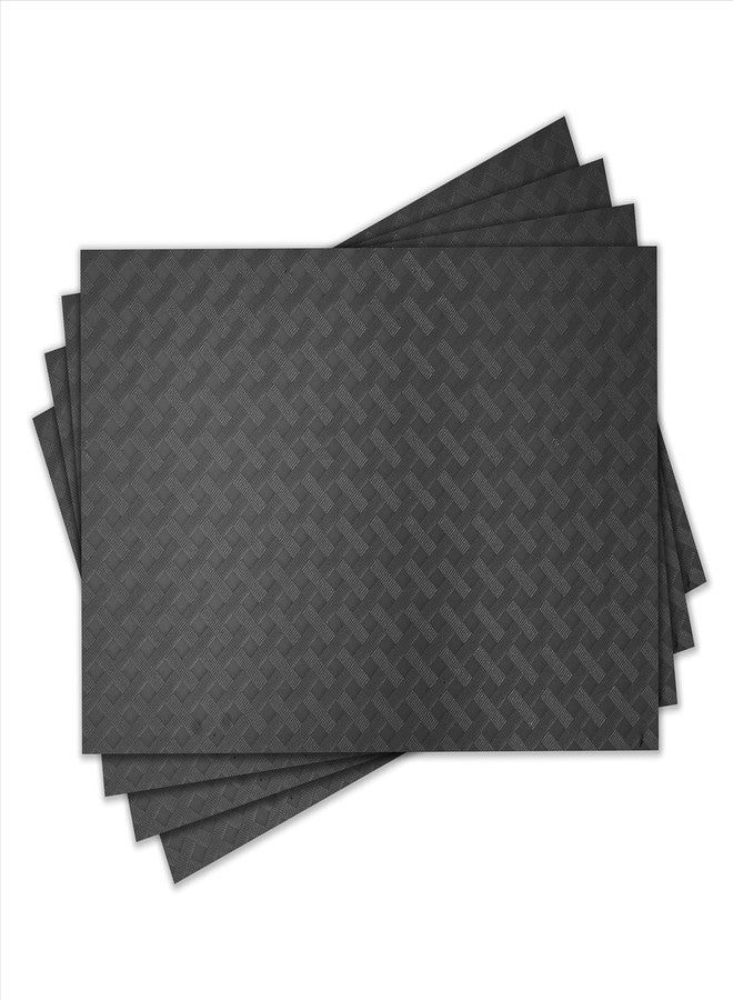 ElastPro Placemat Set of 4 Heat-Resistant Place Mats Stain Resistant Washable, Dining Table and Fridge Mat (Diagonal Pattern, Black) - Image 1